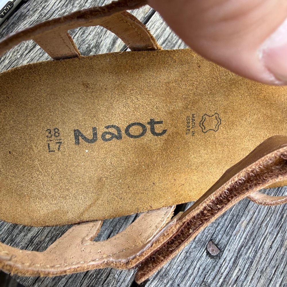 Naot Women Leather Dorith Strappy Sandals Tan Brown Comfort Shoes 38 L7 - Picture 2 of 9